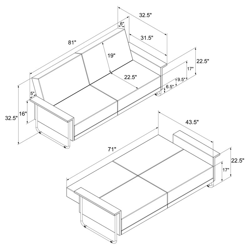 CosmoLiving by Cosmopolitan Vivian 81'' Upholstered Tight Back